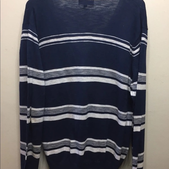 Le Chateau Montreal Men Sweater Cardigan L Blue White Long Sleeve 100% Cotton - Picture 7 of 8